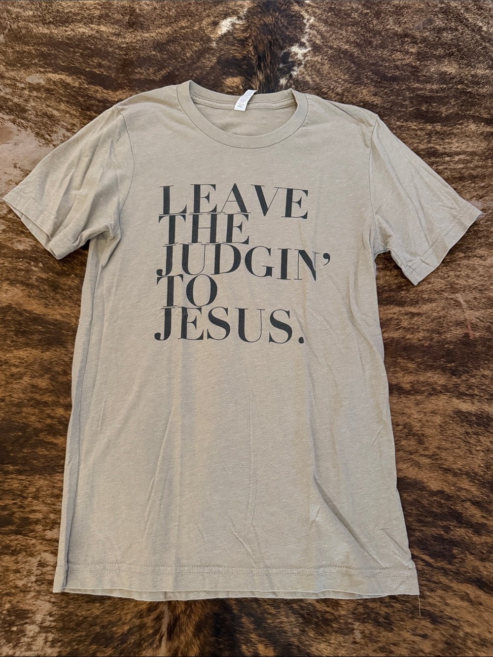 Bella Canvas Beige Graphic Tee - 'Leave The Judgin' To Jesus'
